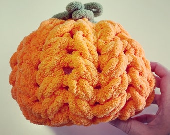 Pumpkin Pattern Download // PATTERN: Cable Pumpkin // Small Loop Yarn Project // Loop Yarn Pattern // Finger Knitting // Halloween // Fall