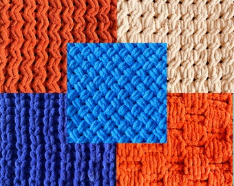 PATTERN BUNDLE: Starter Bundle 1, Beginner Blankets - Loop Yarn Finger Knitting (PDF Download)