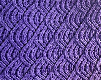 Blanket Pattern Download // PATTERN: Overlapping Waves Blanket // Loop Yarn Pattern // Finger Knit // Chunky Knit // Bernat Alize Blanket-EZ