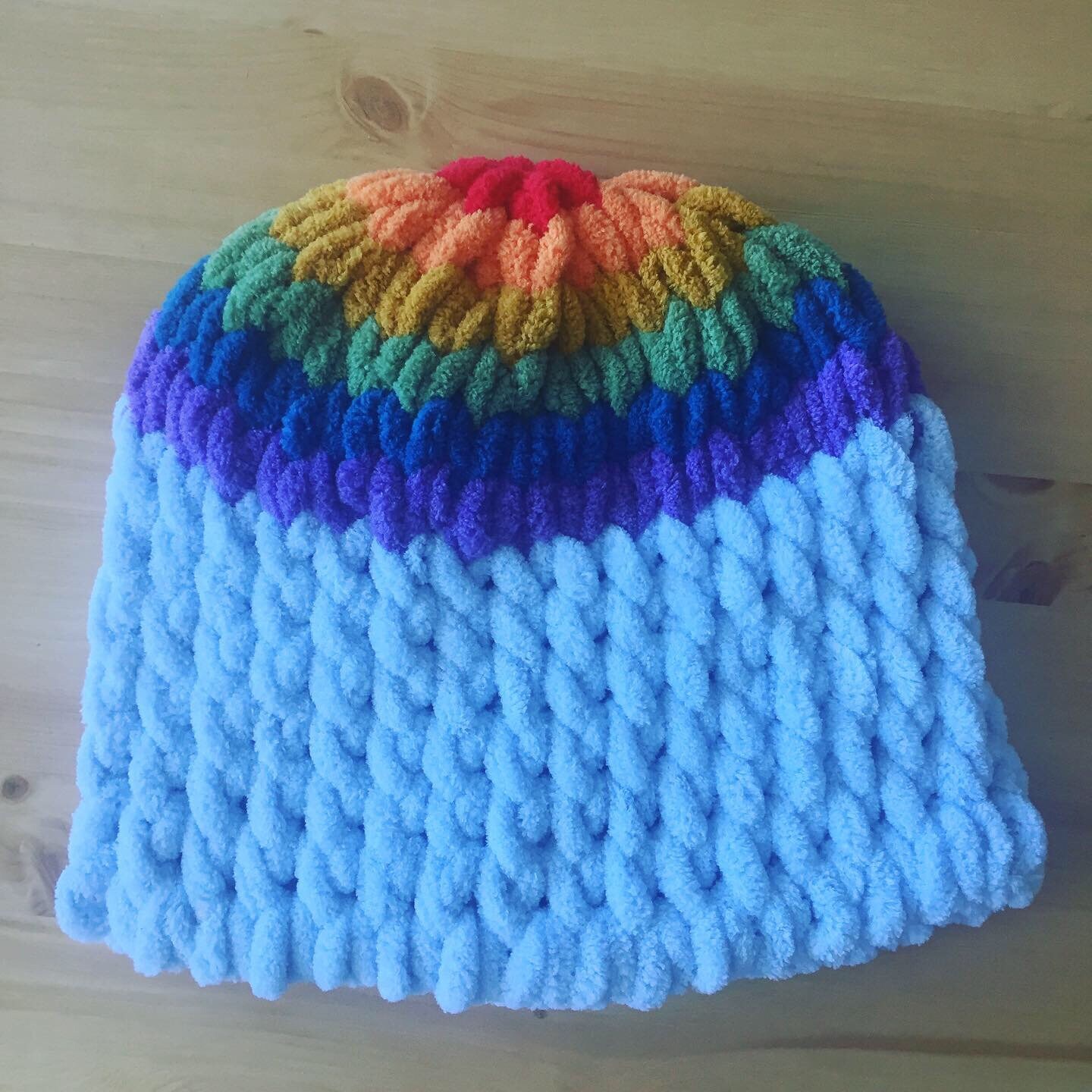 Handmade Rainbow Chunky Chenille Adult Beanie Jumbo Chunky Chenille Beanie Hat Child to Adult Sizes  main image 2