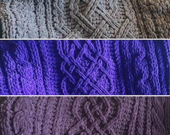 PATTERN BUNDLE: Celtic Braid Blankets - Loop Yarn Finger Knitting (PDF Download)