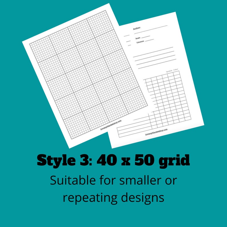 May include: A printable 40 x 50 grid, suitable for smaller or repeating designs. The grid is printed on a white sheet of paper. The grid is divided into 40 rows and 50 columns. The grid is perfect for creating pixel art, cross-stitch patterns, or other small designs.