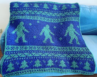 Blanket Pattern Download // PATTERN: Bigfoot Scandinavian Blanket // Alize Puffy More // Bernat Graph It // Loop Yarn Pattern // Sasquatch