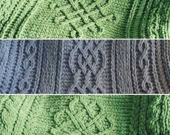 PATTERN BUNDLE: Celtic Knot Blankets - Loop Yarn Finger Knitting (PDF Download)