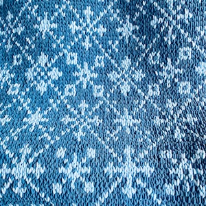 PATTERN: Snowflake Scandinavian Blanket - Loop Yarn Finger Knitting (PDF Download)