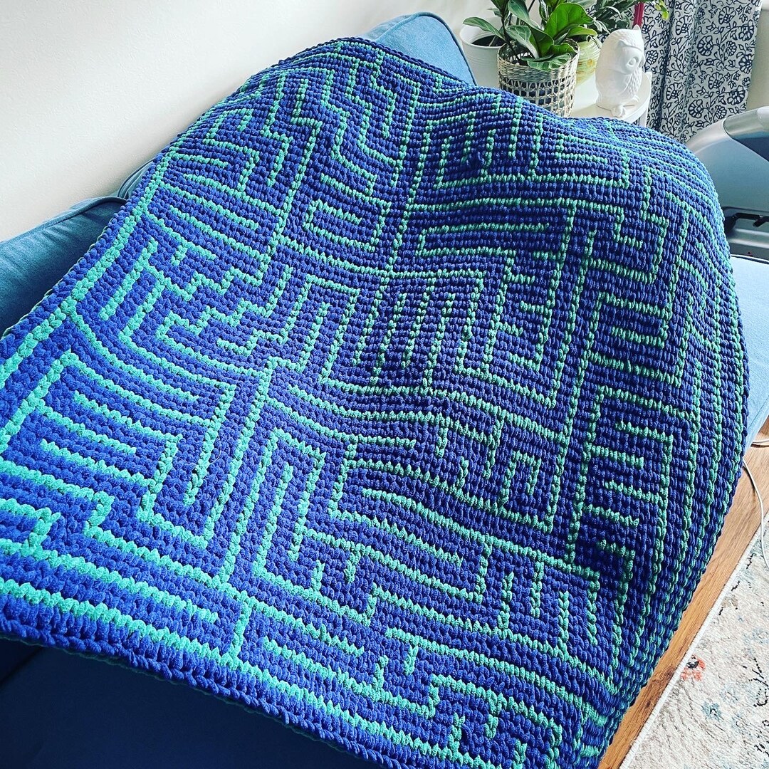 Blanket Pattern Download // PATTERN Maze Geometric Blanket // Alize