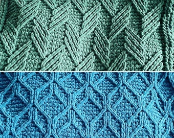 GEOMETRIC PATTERN BUNDLE // Loop Yarn Patterns // Finger Knitting // Two-Pattern Bundle // Chunky Knit Blanket // Mid-Century Blankets