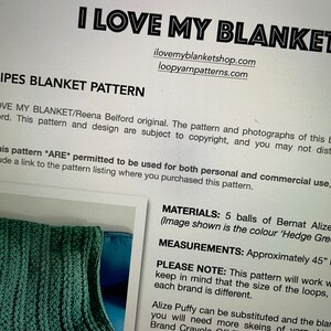Blanket Pattern Download // PATTERN: Textured Stripes Blanket // Loop ...