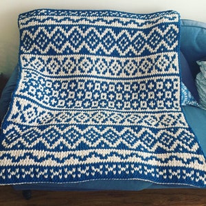 Blanket Pattern Download // PATTERN: Solstice Scandinavian Blanket // Alize Puffy More // Bernat Graph It // Loop Yarn Pattern // Hygge