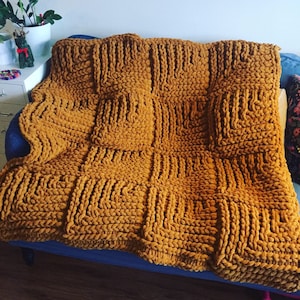PATTERN: Brioche Knit Style Blanket - Loop Yarn Finger Knitting (PDF Download)