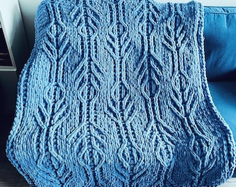 Blanket Pattern Download // PATTERN: Falling Leaves Blanket // Loop Yarn Pattern // Finger Knitting // Chunky Knit Throw // Alize Puffy Yarn