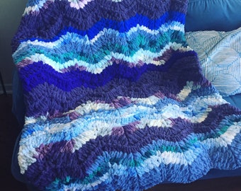 PATTERN: Ripple Blanket - Loop Yarn Finger Knitting (PDF Download)
