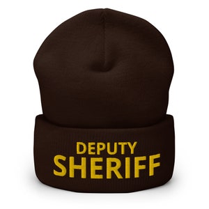Deputy Sheriff Duty Embroidered Cuffed Beanie, Gift for Law Enforcement, Sheriff Gift, Winter Hat