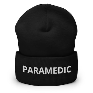 Paramedic Beanie, EMS EMT Cuffed Hat, Emergency Medical Technician Cap, Cozy Winter Toque Headwear