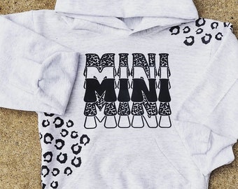 Mama's mini hoodied sweatshirt, leopard patch, sublimated hoodie