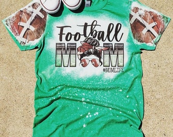 Football Mom Tee, printed front sleeves, distressed tee, unisex fit, soft feel, sports mom, football