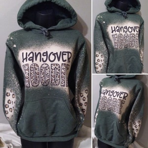 Hangover Hoodie,  Distressed Hoodie, Leopard patch hoodie, unisex fit, soft feel