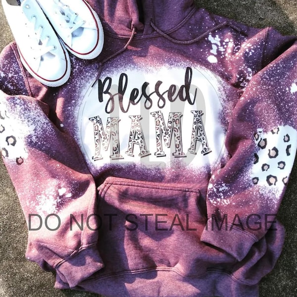 Bless Mama Distressed Hoodie, Leopard patch hoodie, unisex fit, soft feel