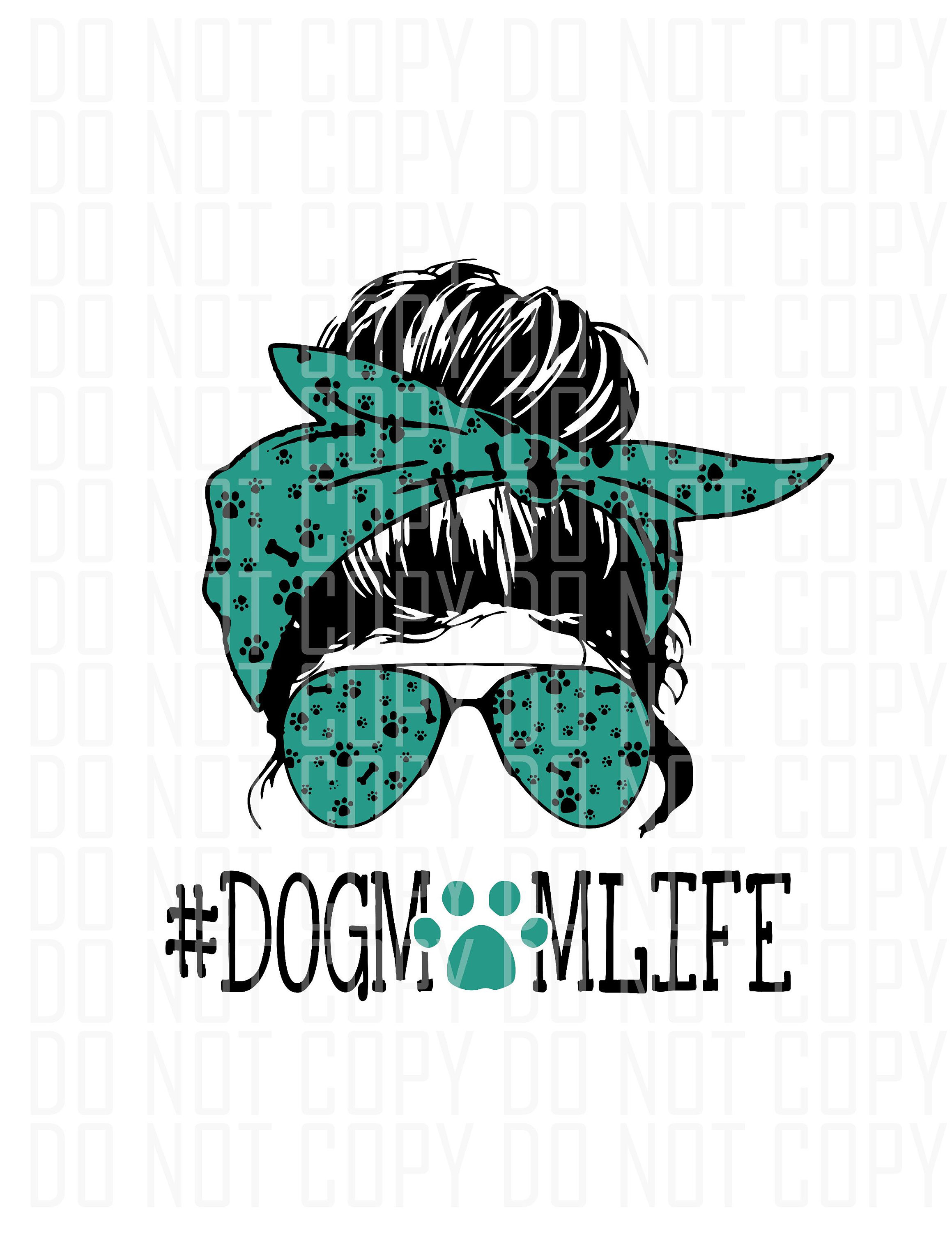 Dog Mom Life messy bun Aviator glasses Digital Design PNG | Etsy