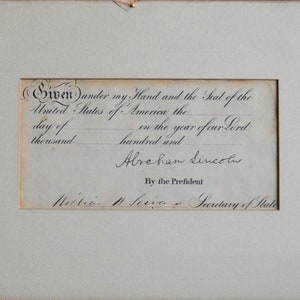 Abraham Lincoln: Signed Ship's Request for Passport Document and Secretary of State William H. Seward image 3