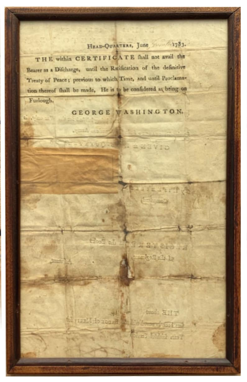 George Washington signed discharge, Revolutionary War I 1783 image 5