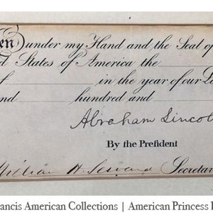 Abraham Lincoln: Signed Ship's Request for Passport Document and Secretary of State William H. Seward image 2