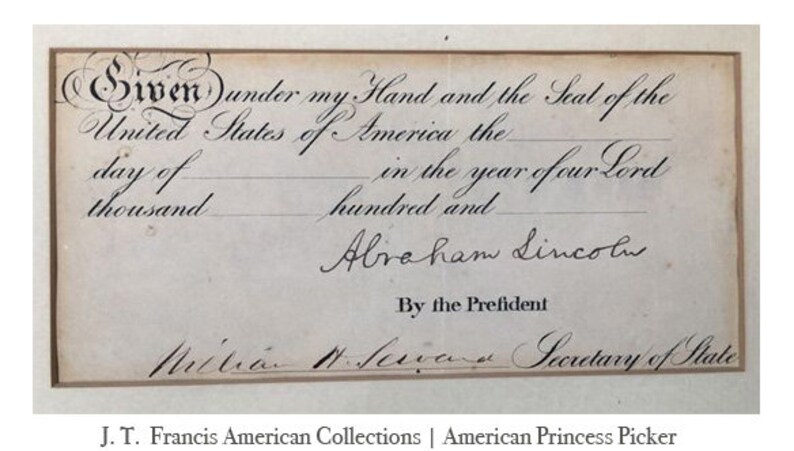 Abraham Lincoln: Signed Ship's Request for Passport Document and Secretary of State William H. Seward image 2