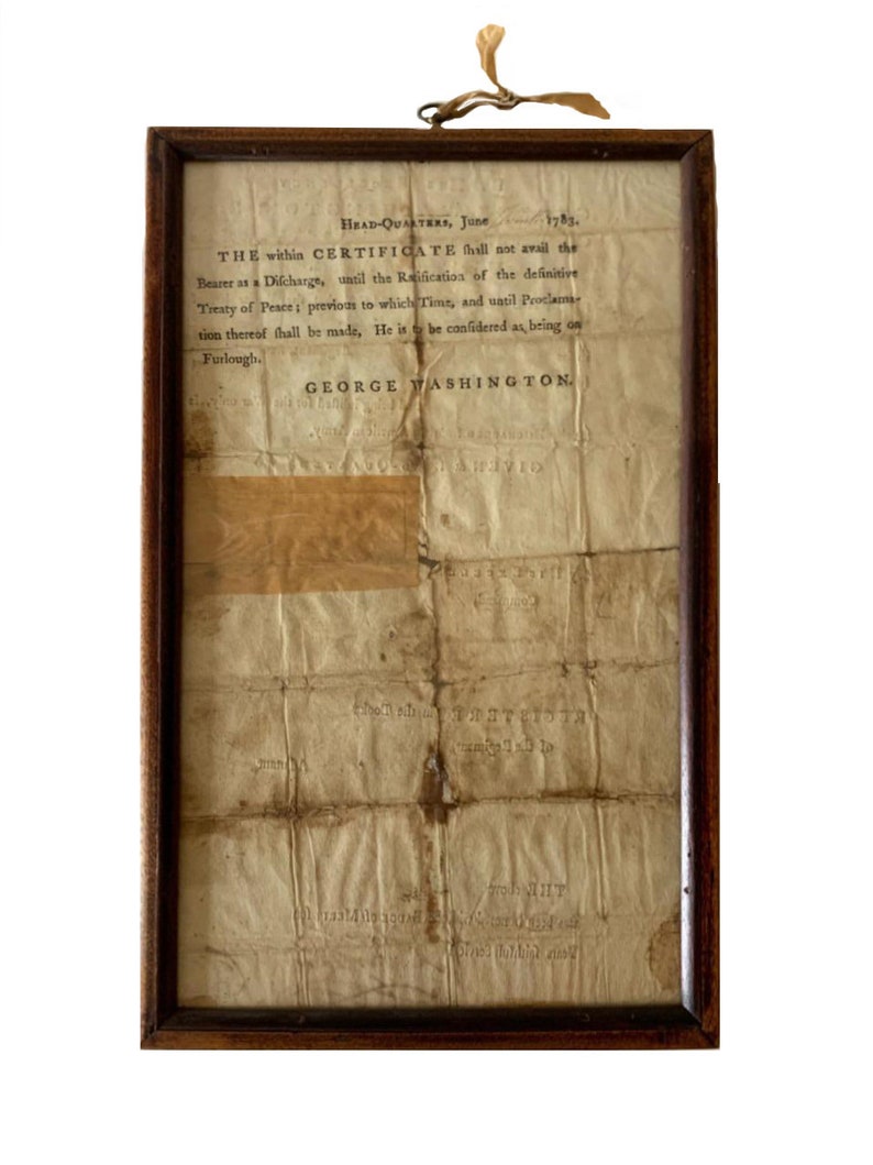 George Washington signed discharge, Revolutionary War I 1783 image 3