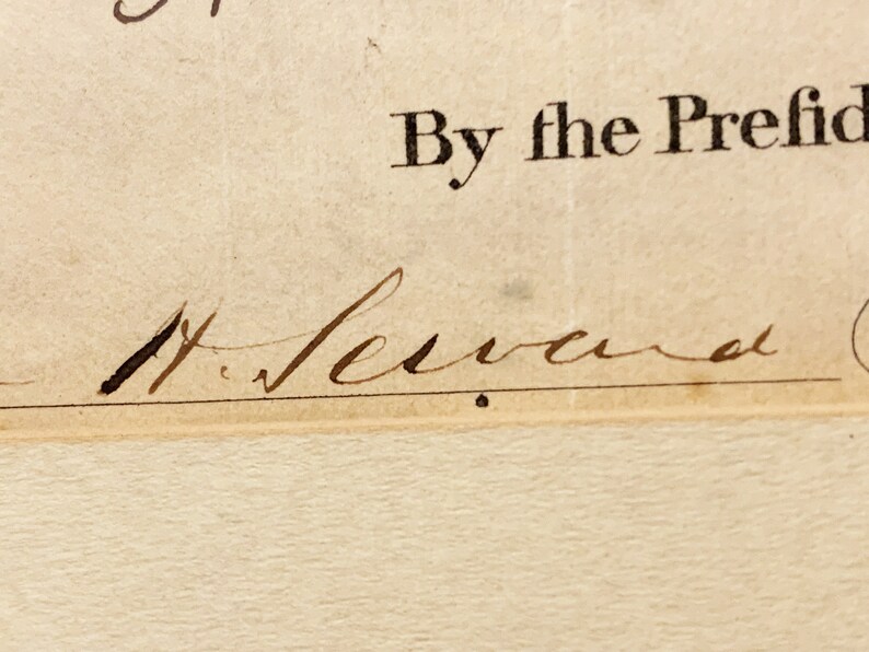 Abraham Lincoln: Signed Ship's Request for Passport Document and Secretary of State William H. Seward image 6