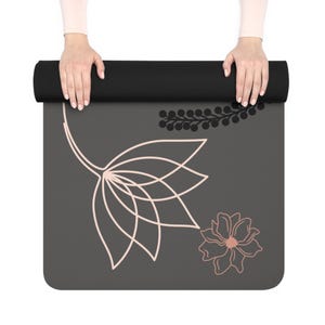 Zen Black Woman Yoga/Meditation/Exercise Rubber Mat, 24" x 68" image 3
