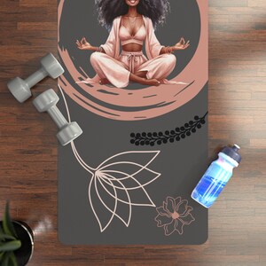 Zen Black Woman Yoga/Meditation/Exercise Rubber Mat, 24" x 68" image 2