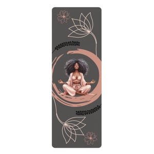 Zen Black Woman Yoga/Meditation/Exercise Rubber Mat, 24" x 68" image 1