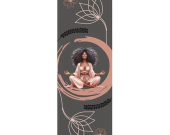 Zen Black Woman Yoga/Meditation/Exercise Rubber Mat, 24" x 68"