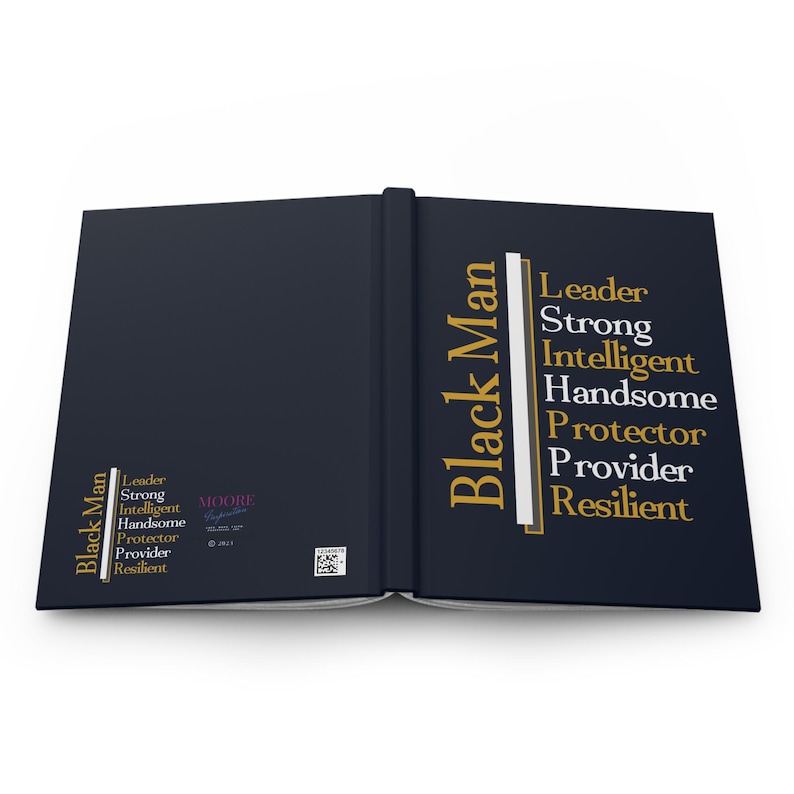 Black Men- Inspirational Matte Journal (5.75" x 8") Blue, White and Gold image 4