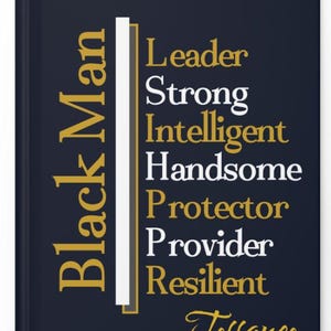 Black Men- Inspirational Matte Journal (5.75" x 8") Blue, White and Gold Personalized