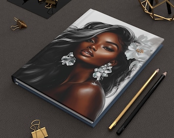 Embrace the Journey affirmation Hardcover Journal - Black woman illustration