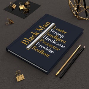 Black Men- Inspirational Matte Journal (5.75" x 8") Blue, White and Gold image 1