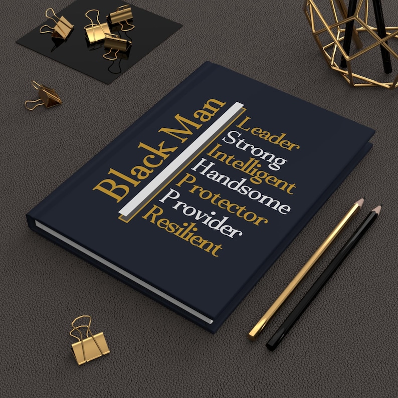 Black Men- Inspirational Matte Journal (5.75" x 8") Blue, White and Gold image 1