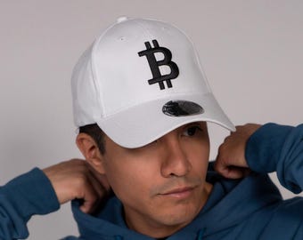 White Designer Bitcoin Hats with 3D Puff for The BTC Fans