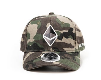 Casquette design Ethereum camouflage avec bouffée 3D pour les amateurs d'ETH