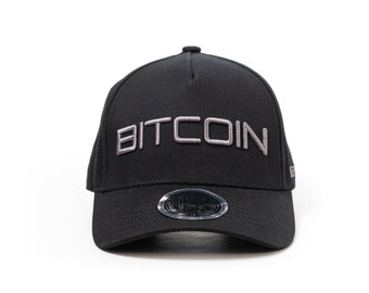 Black Designer Bitcoin Hat with 3D Puff Name for BTC Enthusiasts