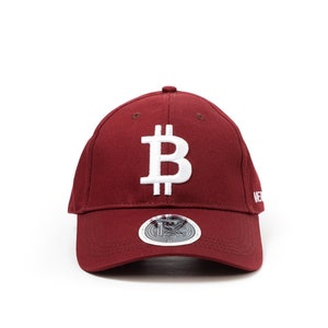 Burgundy Designer Bitcoin Hat with 3D Puff for BTC Enthusiasts