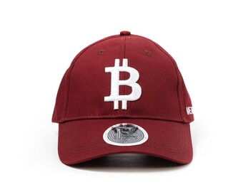 Burgundy Designer Bitcoin Hat with 3D Puff for BTC Enthusiasts