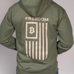 Green Bitcoin Hoodie (Freedom Design - Multiple Colors) For BTC Lovers