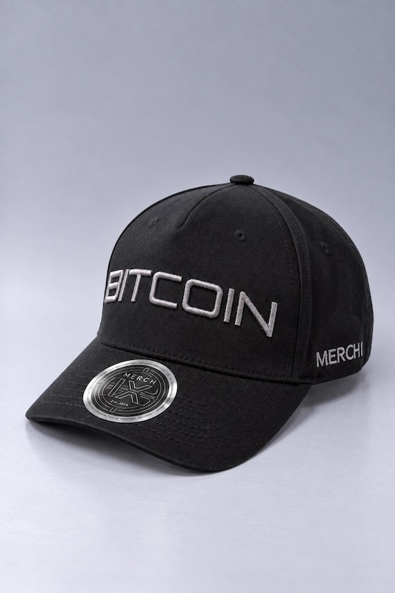 Black Designer Bitcoin Hat with 3D Puff Name for BTC Enthusiasts