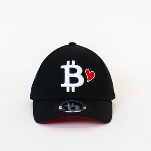 Designer Bitcoin Hat with 3D BTC Puff & Red Heart Embroidery