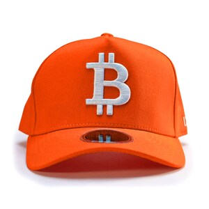 Orange Bitcoin Hat with High Crown for BTC Enthusiasts