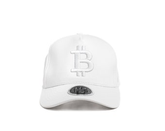 All White Bitcoin Designer Adjustable With 3D Puff for BTC Fans