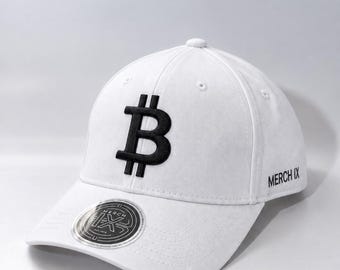White Designer Bitcoin Hats with 3D Puff for The BTC Fans
