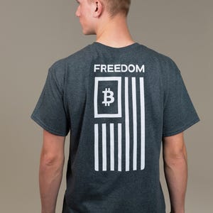 Bitcoin Freedom Shirt in Gray & White Color